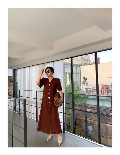 preorder - brown linen dress