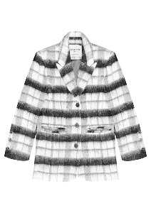 black &amp; white check wool jacket